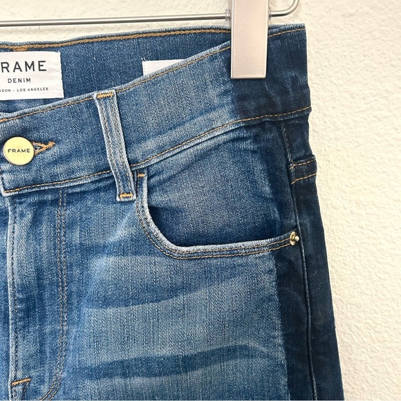 FRAME Denim Le Vintage Crop Jeans Flare Two-Tone Contrast Wide Fall Blue Size 25 - Picture 6 of 16